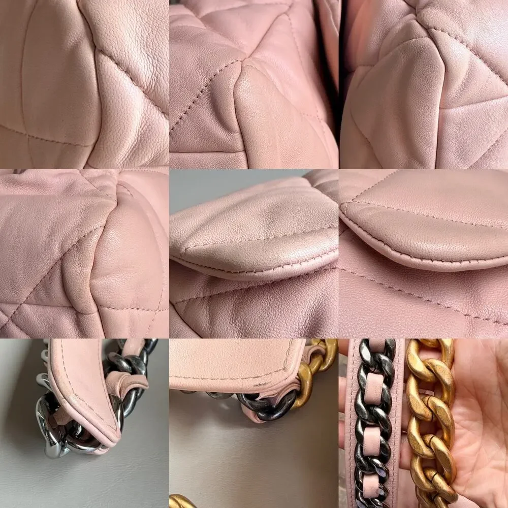 Chanel 19 Flap Bag Quilted Leather Large Light Pink 82937